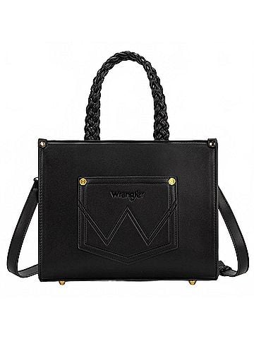 Wrangler Jeans Co Floral Print Braided Tote Bag in Black (view 2)