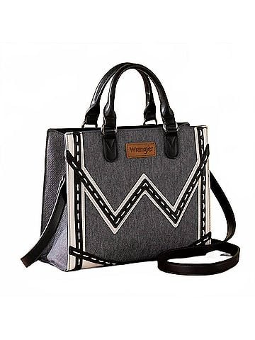 Wrangler Jeans Co Western Contrast Stitch Chevron Tote Bag in Dark Jeans (view 1)