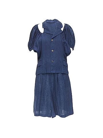 Comme des Garçons Comme Des Garcons linen ruched sleeve cut out top shorts set (view 1)