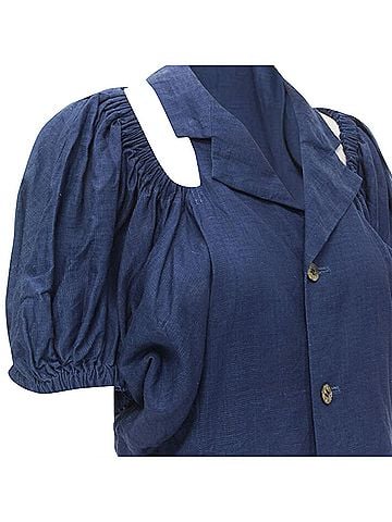 Comme des Garçons Comme Des Garcons linen ruched sleeve cut out top shorts set (view 2)