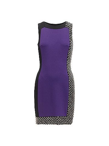 Versace Versace Silk Blend Silver Studs Colorblock Mod Shift Dress (view 1)