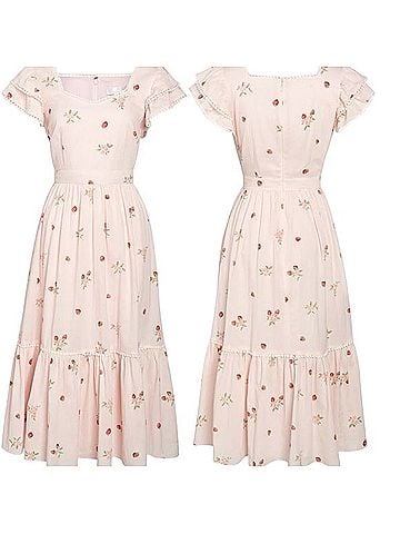 Rachel Parcell Strawberry Print Ruffle Maxi Long Dress Casual Dress (view 1)