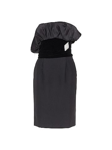 Alexandre Vauthier ALEXANDRE VAUTHIER black crystal pave brooch velvet belt satin strapless dress (view 1)