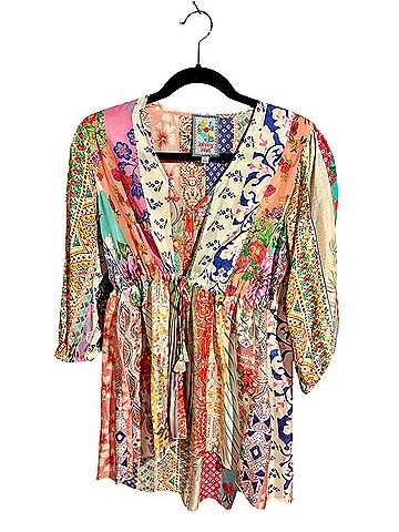 Johnny Was 3/4 Sleeve Silk Top (view 1)