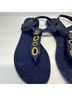 Coach 100% Plastic Solid Blue Gold Sandals Size 8 - photo 3