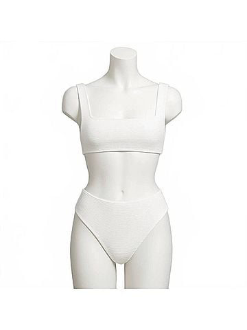 Rumer Women's Cassidy High Waist Pant Bikini Bottom in White (view 1)