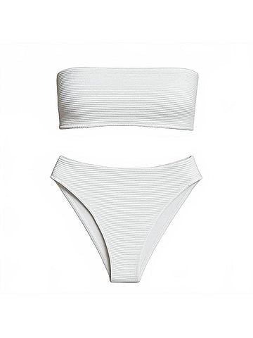 Rumer Women's Cassidy High Waist Pant Bikini Bottom in White (view 2)