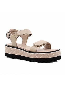 All Black Women's Quilted Vel Sandals in Beige (view 2)
