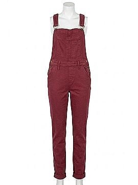 Judy Blue High Waist Garment Dyed Boyfriend Double Cuff Overalls in Maroon (view 1)