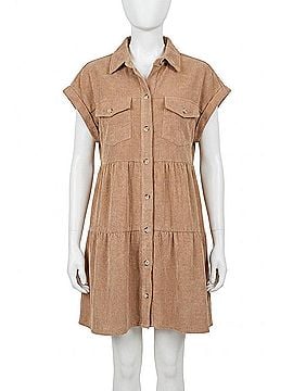 Andree by UNIT Missing Home Corduroy Dress in Mocha (view 1)