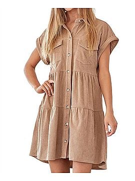 Andree by UNIT Missing Home Corduroy Dress in Mocha (view 2)
