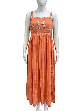 White Birch Embroidered Front Tank Dress in Orange (view 1)