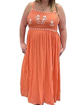 White Birch Embroidered Front Tank Dress in Orange (view 2)