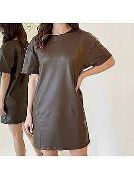 Ripley Rader Women's Vegan Leather Dress in Brown (view 2)