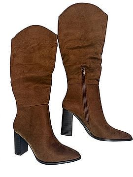 SODA Women's Suede Tall Boot in Chocolate (view 2)