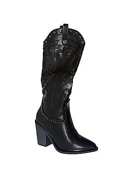 Top Moda Women's Studded Cowgirl Boots in Black (view 2)