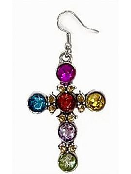 Southern Grace Women's Crystal Cross Drop Earrings in Multi (view 2)