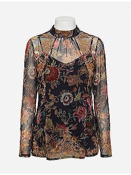 Johnny Was Women's Francisca Mesh Blouse in Multi (view 1)