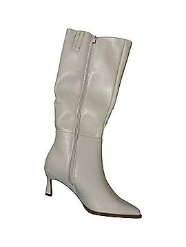 Forever Women's Leather Kitten Heel Boot in Cream (view 1)