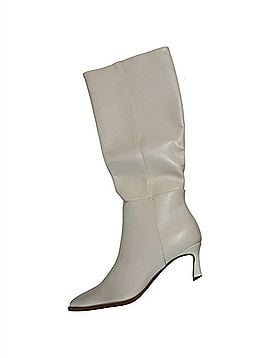Forever Women's Leather Kitten Heel Boot in Cream (view 2)