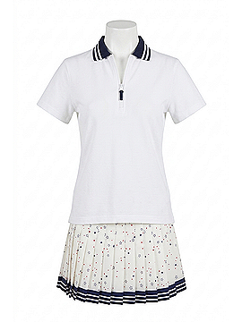 The Upside Luma Zip Collared Polo in White (view 1)