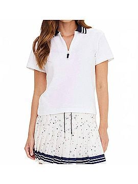 The Upside Luma Zip Collared Polo in White (view 2)