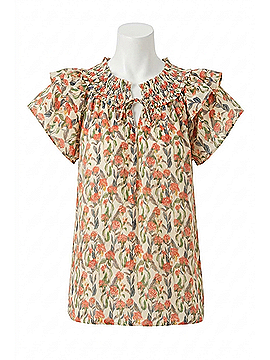 &merci Floral Flutter Sleeve Blouse in Ivory (view 1)
