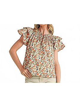 &merci Floral Flutter Sleeve Blouse in Ivory (view 2)