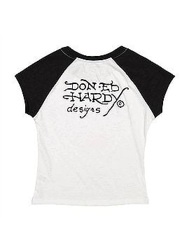 Ed Hardy Heart Wings Raglan Cap Sleeve Tee in Black/White (view 2)