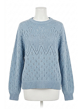 Bishop + Young Crewneck Pointelle Sweater in Light Blue (view 1)