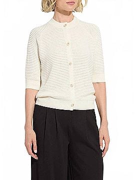 Lyssé Regina Short Sleeve Cardigan in Ecru (view 2)