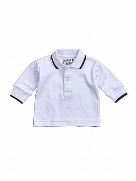Florence Eiseman Long Sleeve Polo With Tipping in White/Black (view 1)