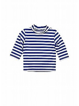 Florence Eiseman Kid's Stripe Mock Turtleneck Top in Royal Blue /White (view 1)