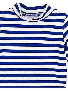Florence Eiseman Kid's Stripe Mock Turtleneck Top in Royal Blue /White (view 2)