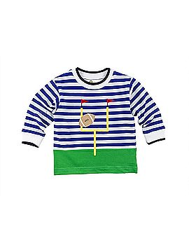 Florence Eiseman Kid's Stripe Knit Long Sleeve Football Goalpost Shirt in Royal/White (view 1)