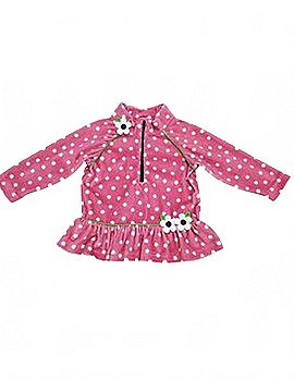 Florence Eiseman Girls' Dot Fleece Top With Flowers in Pink (view 1)