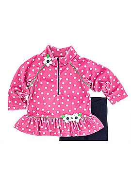 Florence Eiseman Girls' Dot Fleece Top With Flowers 4 Mo in Pink (view 2)