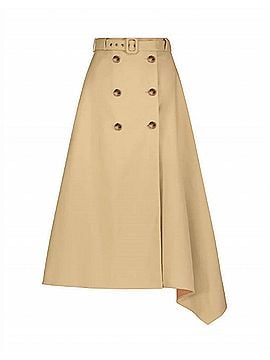 Mac Duggal Twill Midi Skirt With Buttons And Belt in Taupe (view 1)