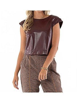 Emily McCarthy Hatti Cropped Tank in Bitter Chocolate (view 2)