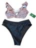 Halara Animal Print Black Multi Color Two Piece Swimsuit Size XL - photo 1