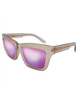 IVI Women's Bonnie Wayfarer Sunglasses in Polished Nude / Amethyst Flame Flash Lens (view 1)