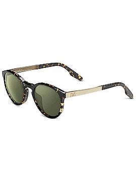 IVI Women's Brooks Round Sunglasses in Ambercomb Tortoise - Brushed Gold / Green Ar Lens (view 1)