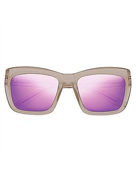 IVI Women's Bonnie Wayfarer Sunglasses in Polished Nude / Amethyst Flame Flash Lens (view 2)