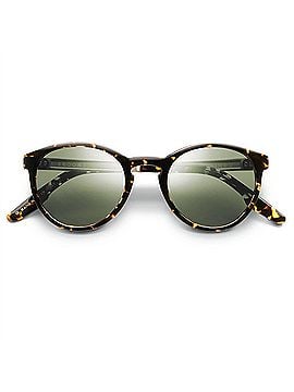 IVI Women's Brooks Round Sunglasses in Ambercomb Tortoise - Brushed Gold / Green Ar Lens (view 2)