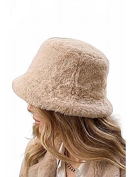 Joseph Ribkoff Women's Faux Fur Bucket Hat in Almond (view 2)