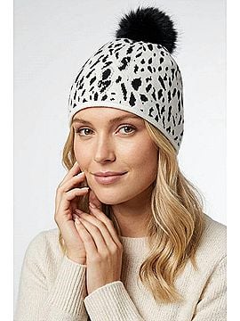 Joseph Ribkoff Women's Pom-Pom Beanie in Winter White/Black (view 2)