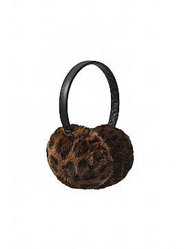 Joseph Ribkoff Women's Leopard Print Faux Fur Adjustable Earmuffs in Beige/Black (view 1)