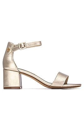 XTI Women's Block Heel Ankle Strap Sandals in Gold (view 1)