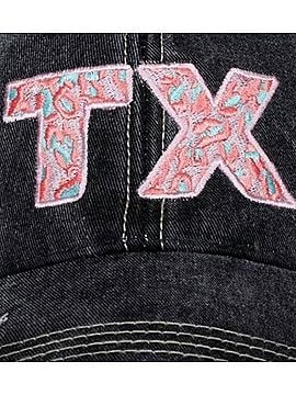 Katydid Collection Women's Texas State Embroidered Distressed Trucker Hat in Pink Leopard (view 2)
