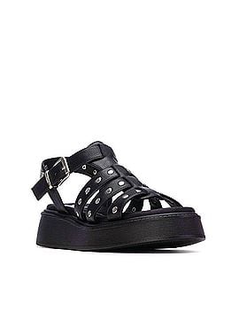 XTI Women's Flat Studded Strap Sandals in Black (view 2)